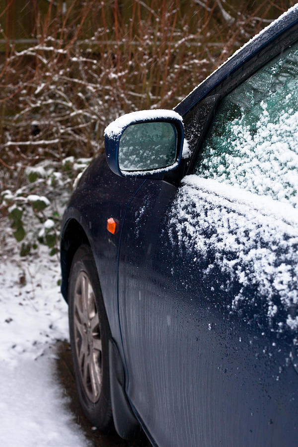 Winter Photograph - Snow on car by Tom Gowanlock
