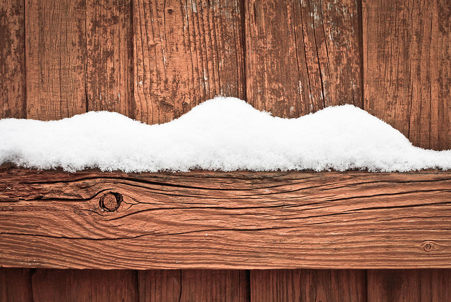 Winter Photograph - Snow on fence by Tom Gowanlock