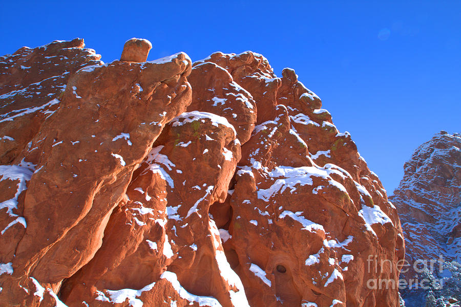 Snow on Rock Formation at Garden of the Gods Photograph by JD Smith