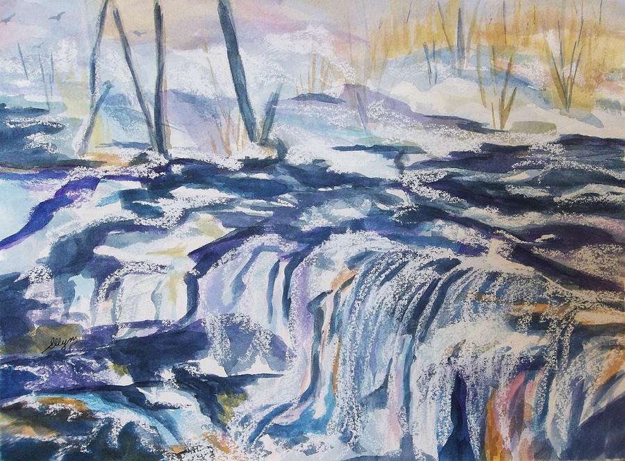 Snow on Schalks Falls-West Saugerties NY Painting by Ellen Levinson