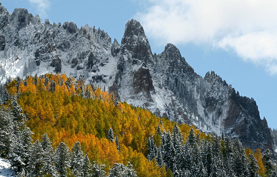 Snow on the San Juan Mountains in autumn Photograph by Jetson Nguyen