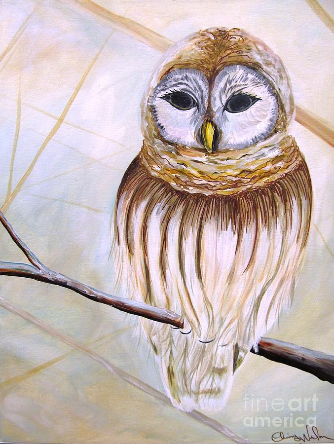 Owl Painting - Snow owl by Chrissy Neelon