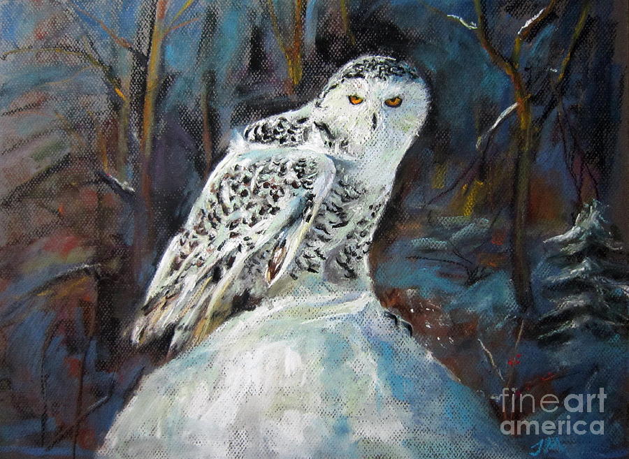 Snow Owl Painting by Jieming Wang