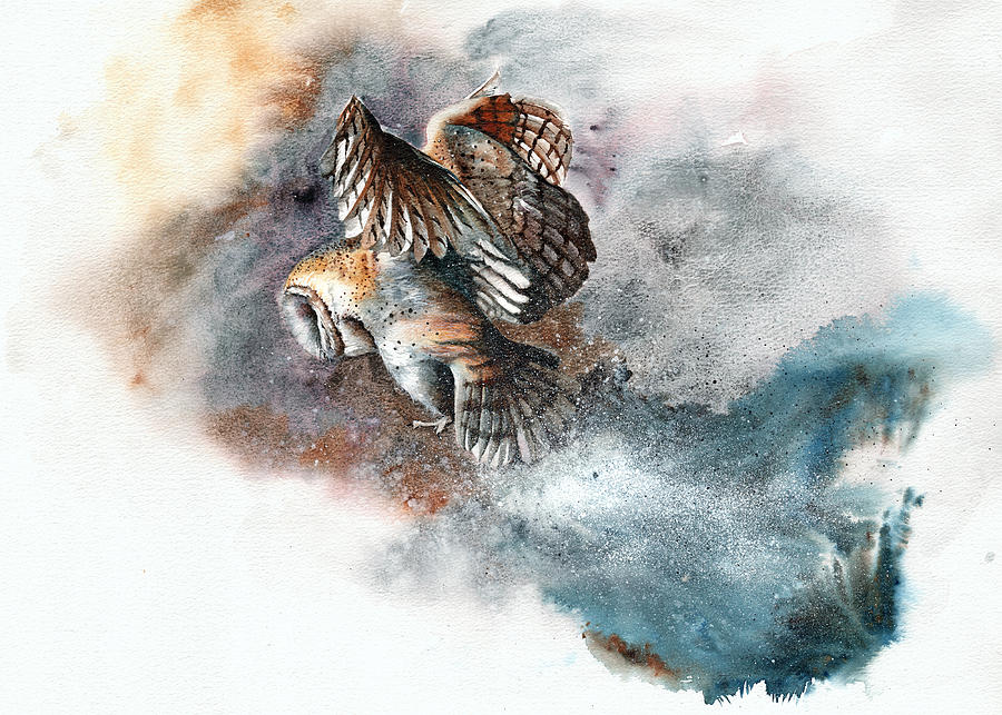 Owl Painting - Snow Patrol by Peter Williams