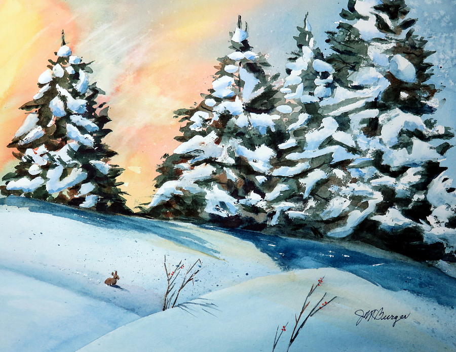 Snow Pines Painting by Joseph Burger