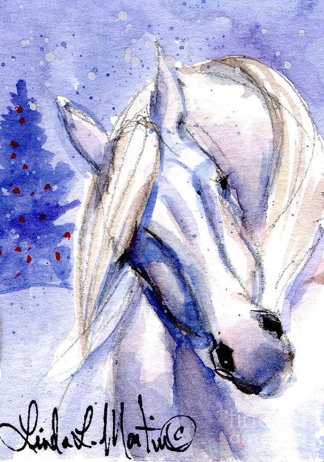 Snow Pony 1 Painting by Linda L Martin