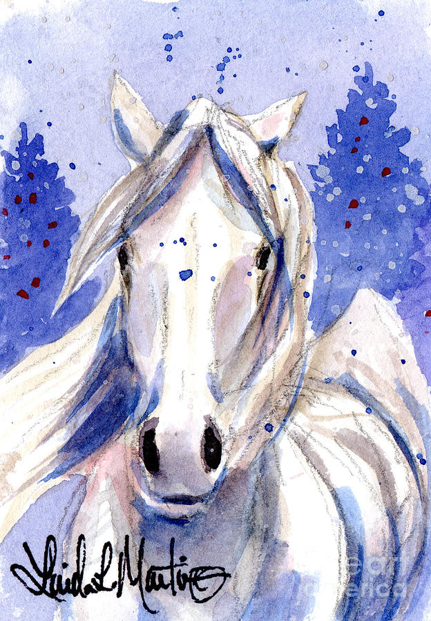 Snow Pony 2 Painting by Linda L Martin