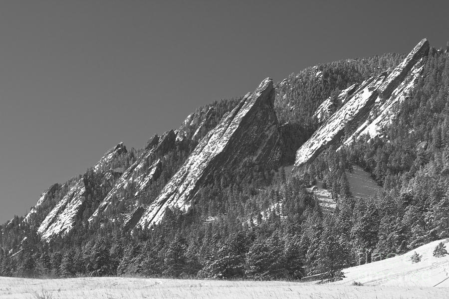 Snow Powder Dusted Flatirons Boulder CO BW Photograph by James BO Insogna