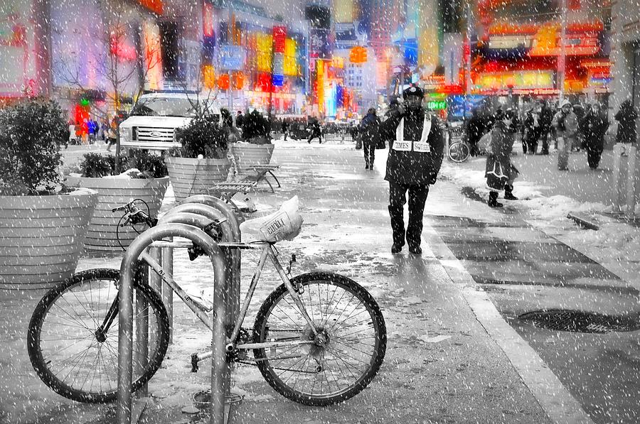 Snow Ride in Times Square Photograph by Diana Angstadt