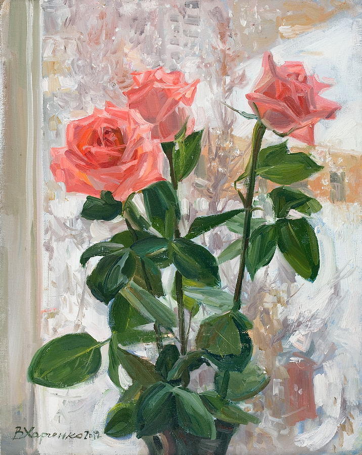 Snow Roses Painting