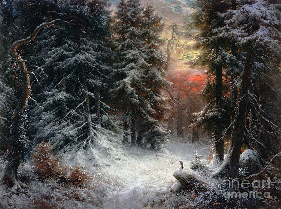 Winter Painting - Snow Scene in the Black Forest by Carl Friedrich Wilhelm Trautschold