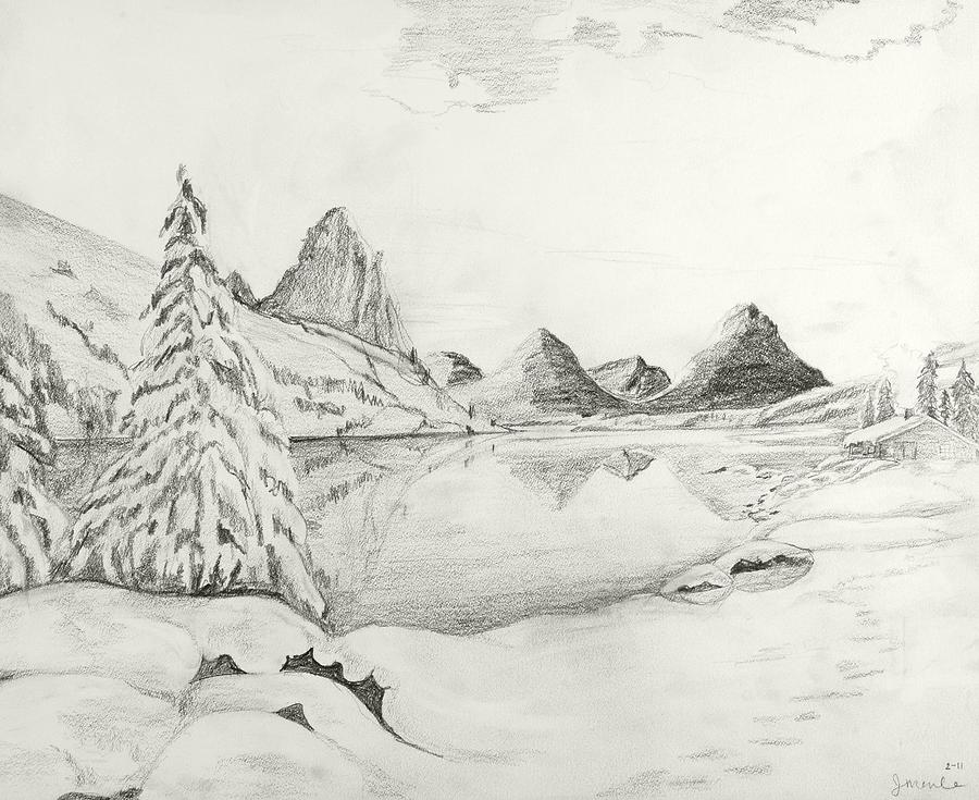 Snow Scene Two Drawing by Jean Moule - Fine Art America