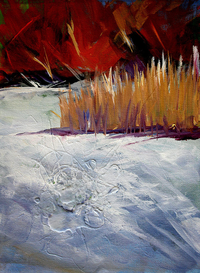 Abstract Painting - Snow Shadows by Nancy Merkle