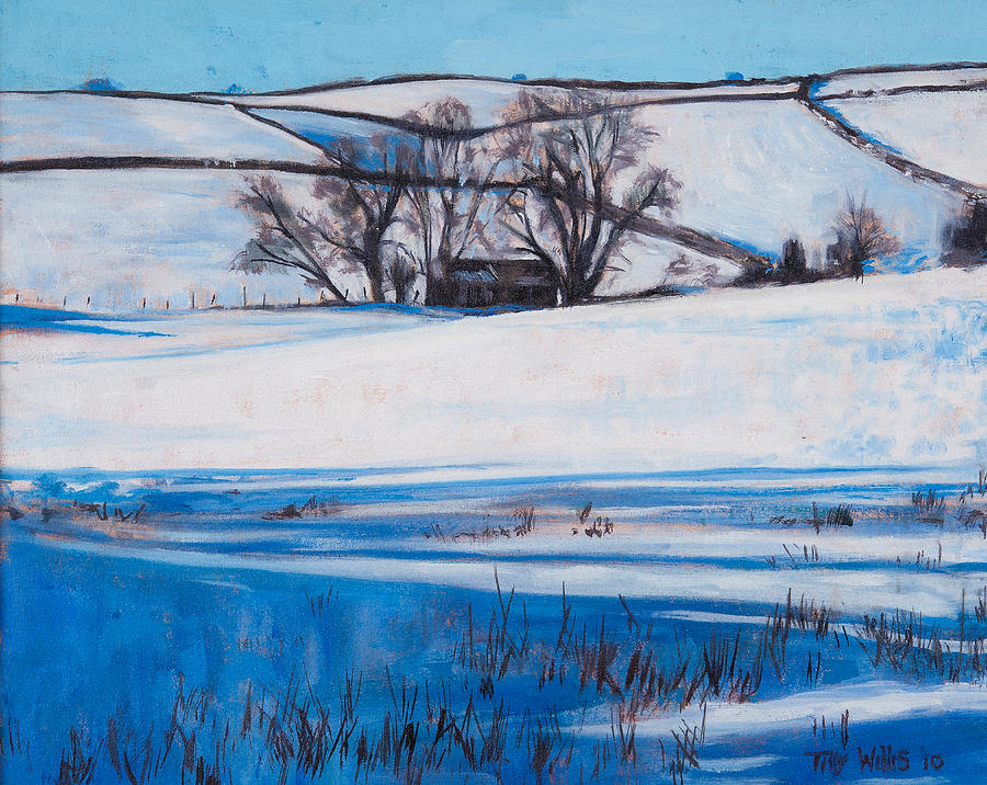 Winter Painting - Snow Shadows by Tilly Willis