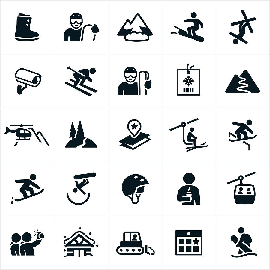 Snow Skiing Icons Drawing by Appleuzr
