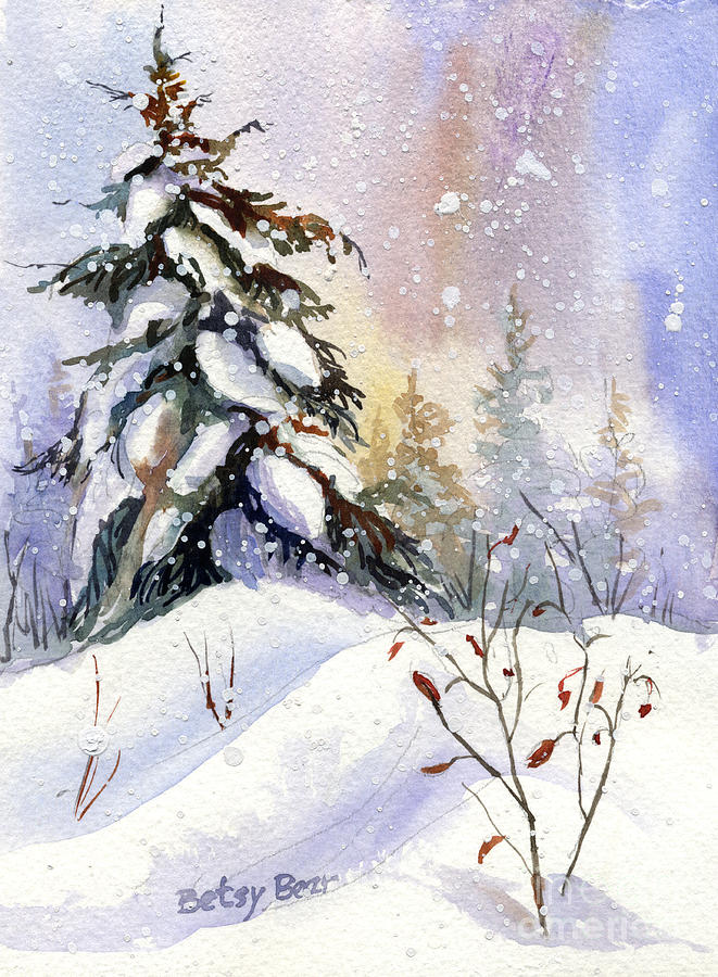 Snow Spruce I Painting by Betsy Bear