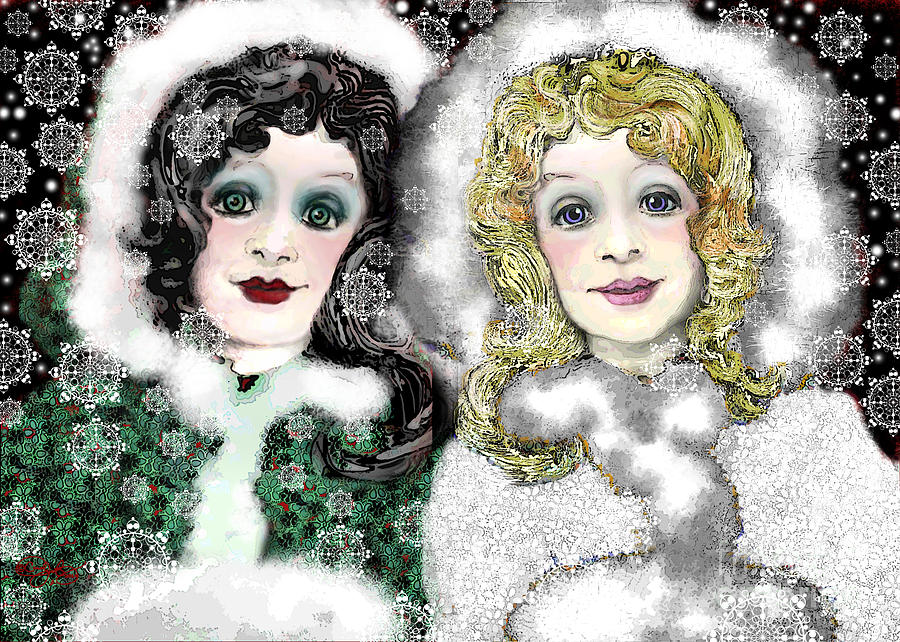 Snow White and Rose Red Digital Art by Carol Jacobs