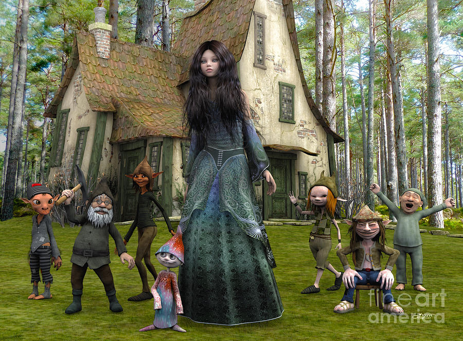 Snow White and the Seven Dwarfs Digital Art by Jutta Maria Pusl
