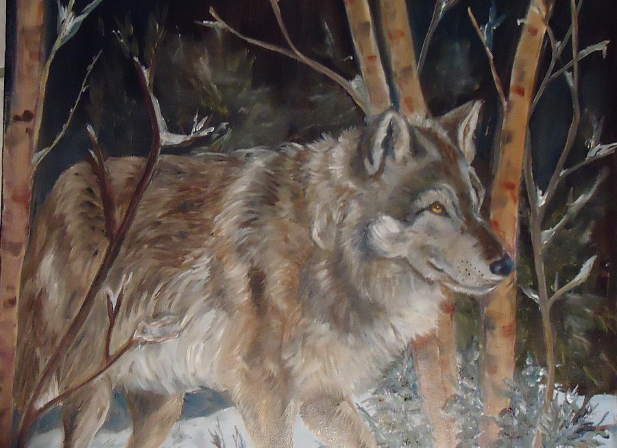 Snow Wolf Painting by Charme Curtin