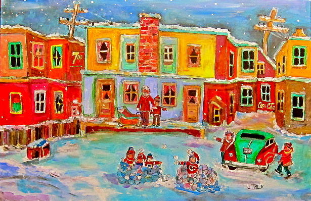 Snowball Fight Painting by Michael Litvack