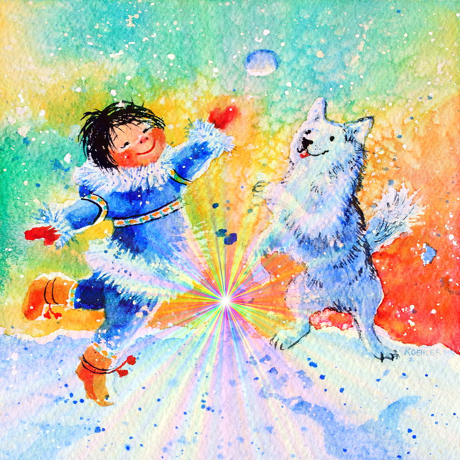 Husky Painting - Snowball Fun by Hanne Lore Koehler