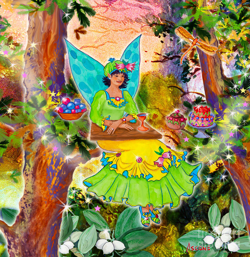 Snowberry Fairy Yolanda Fairfield Painting by Teresa Ascone