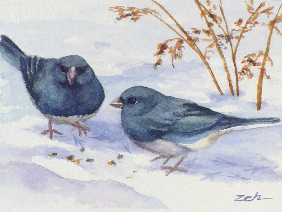 Snowbirds Painting by Janet Zeh