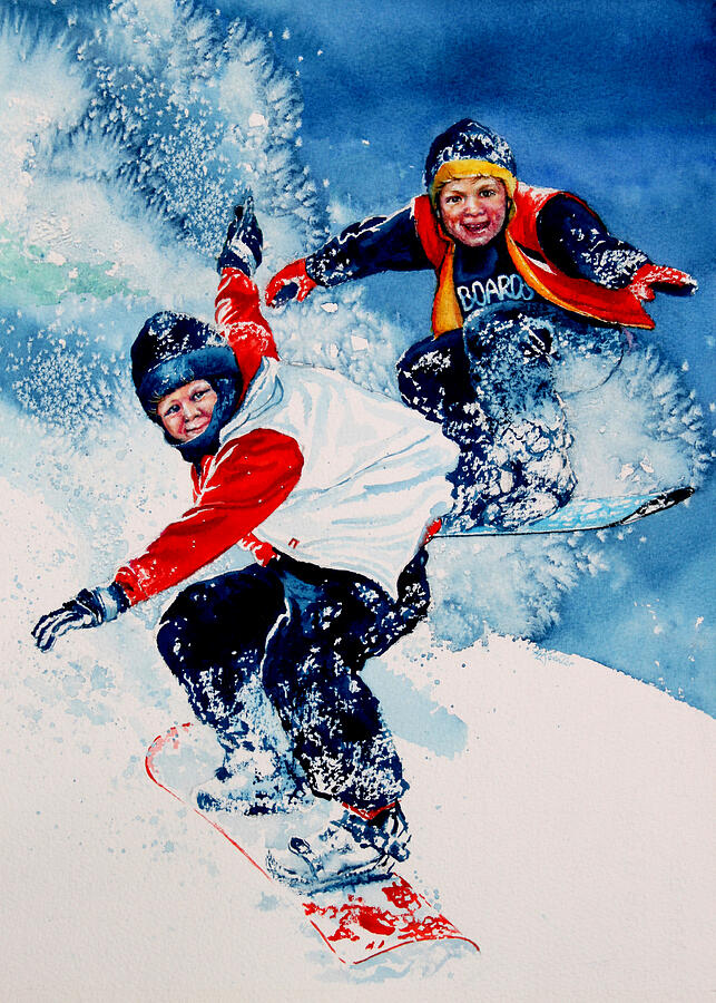 Sports Painting - Snowboard Psyched by Hanne Lore Koehler