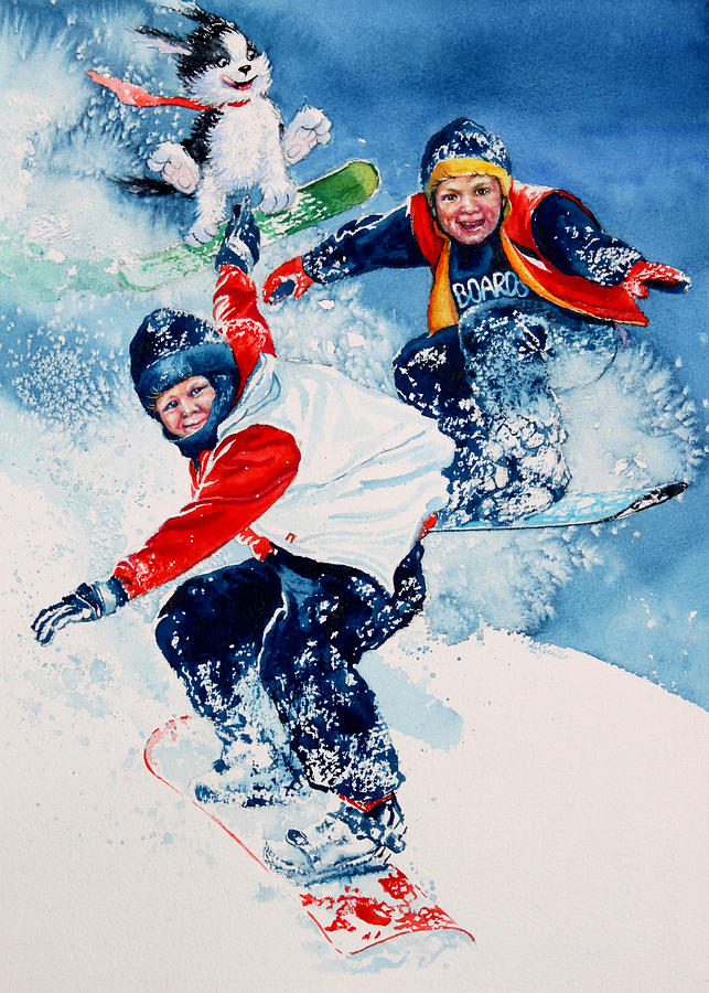 Snowboard Super Heroes Painting by Hanne Lore Koehler