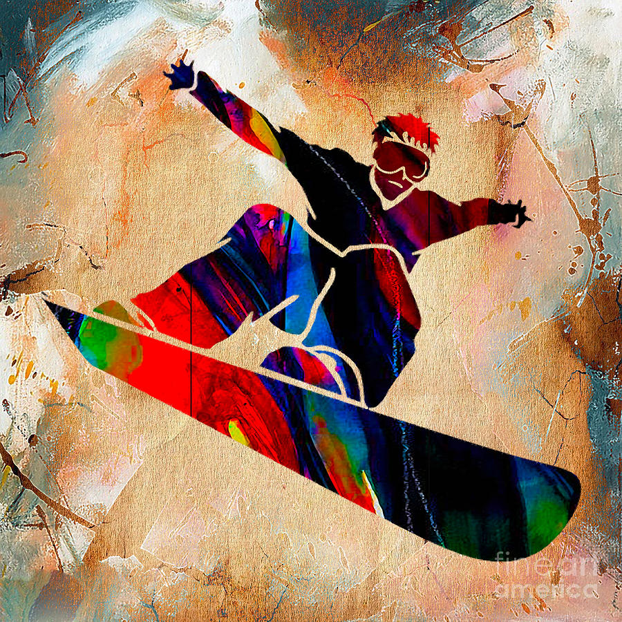 Snowboarder Painting Mixed Media by Marvin Blaine