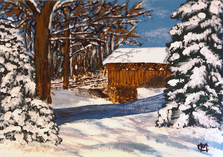 Snowbridge Painting by Cynthia Morgan