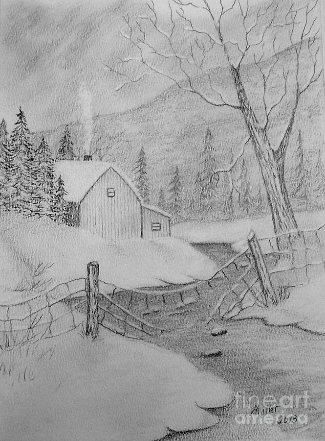 Snowed In Drawing by Peggy Miller