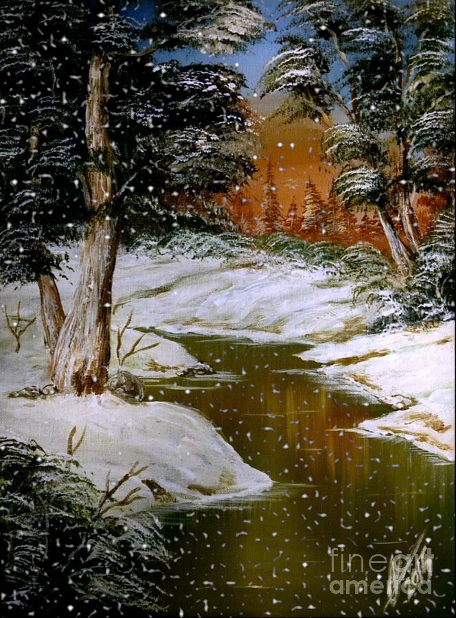 Snowfall At Winter Painting