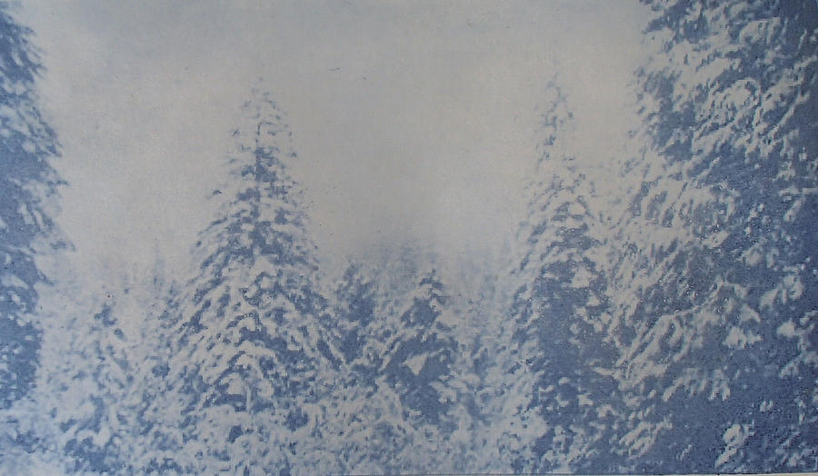 Yosemite Painting - Snowfall in Blue by Philip Fleischer Yosemite Painting - Snowfall in Blue by Philip Fleischer