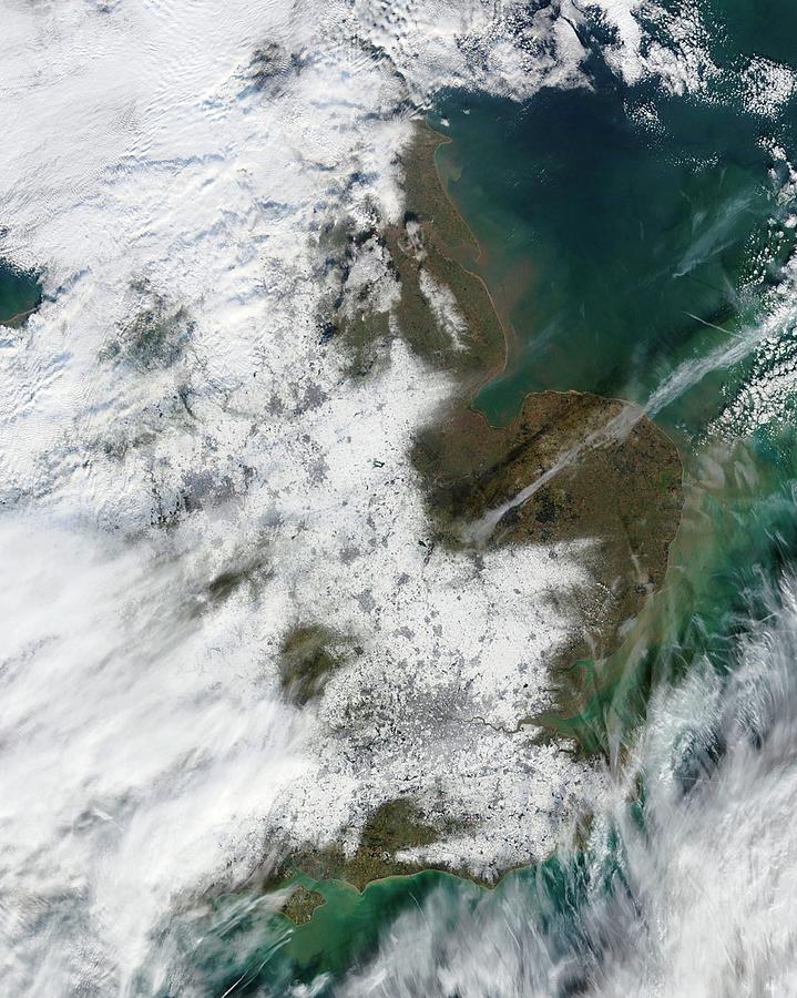Snowfall In Southeastern England Photograph by Nasa/science Photo Library