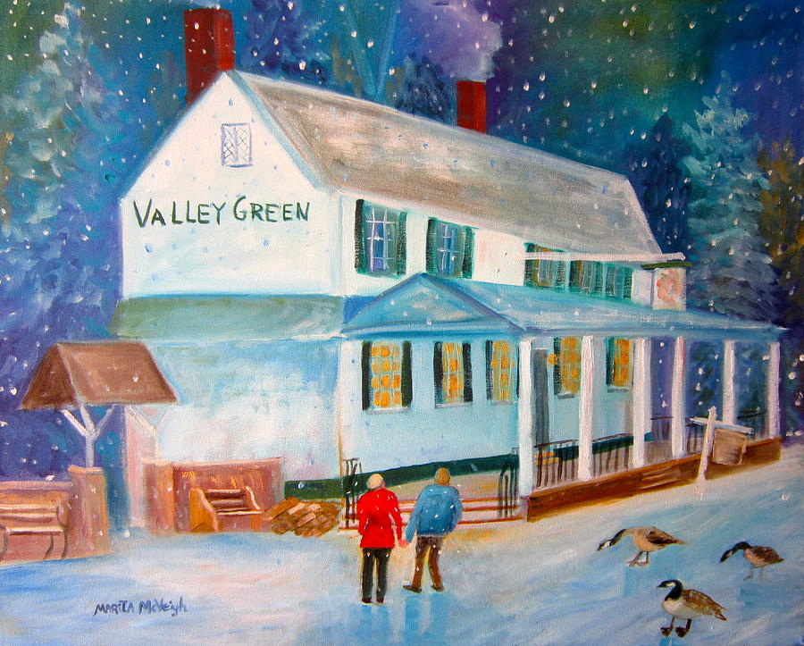 Snowfall Painting - Snowfall ValleyGreen by Marita McVeigh Snowfall Painting - Snowfall ValleyGreen by Marita McVeigh