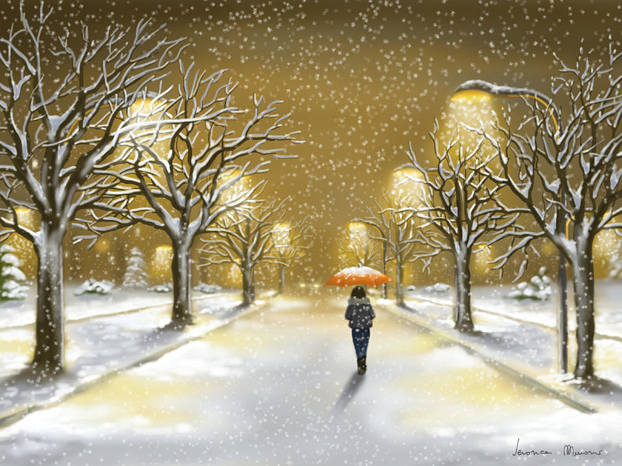 Snowfall Painting by Veronica Minozzi
