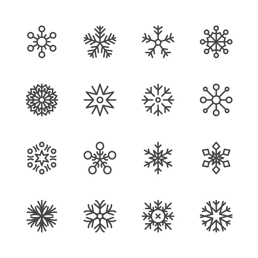 Snowflakes icons set 1 | Black Line series Drawing by Calvindexter
