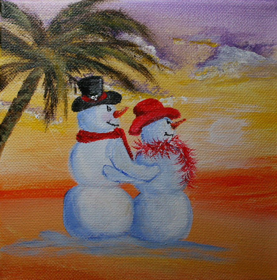 Snowies in Paradise Painting by Donna Tucker