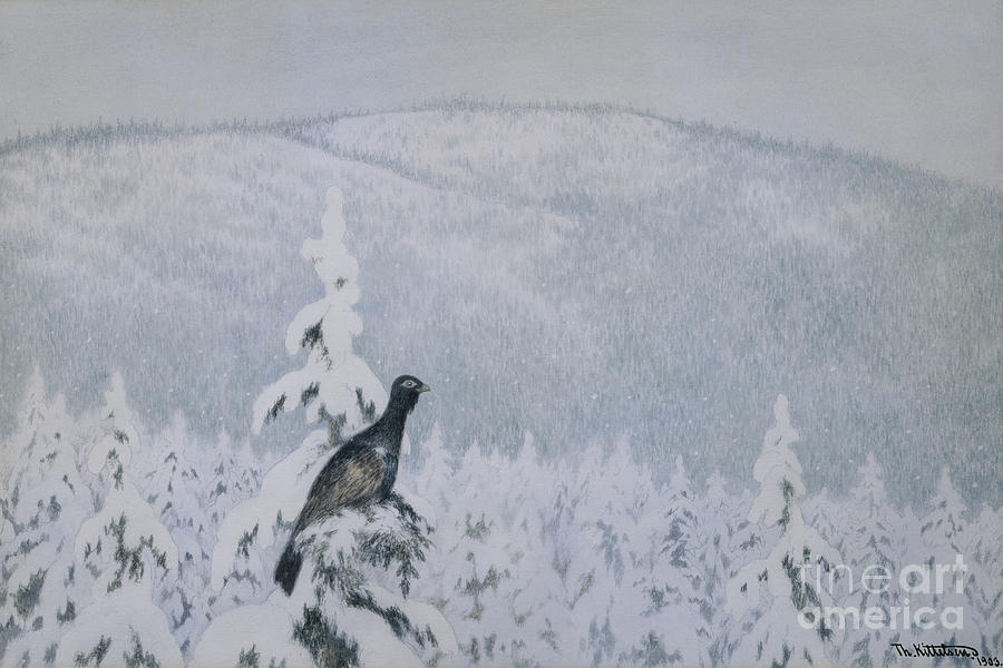 Snowing and snowing Painting by Theodor Kittelsen