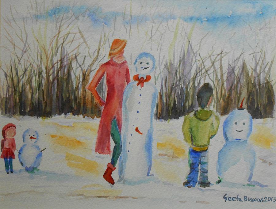 Carrot Painting - Snowman competition by Geeta Yerra