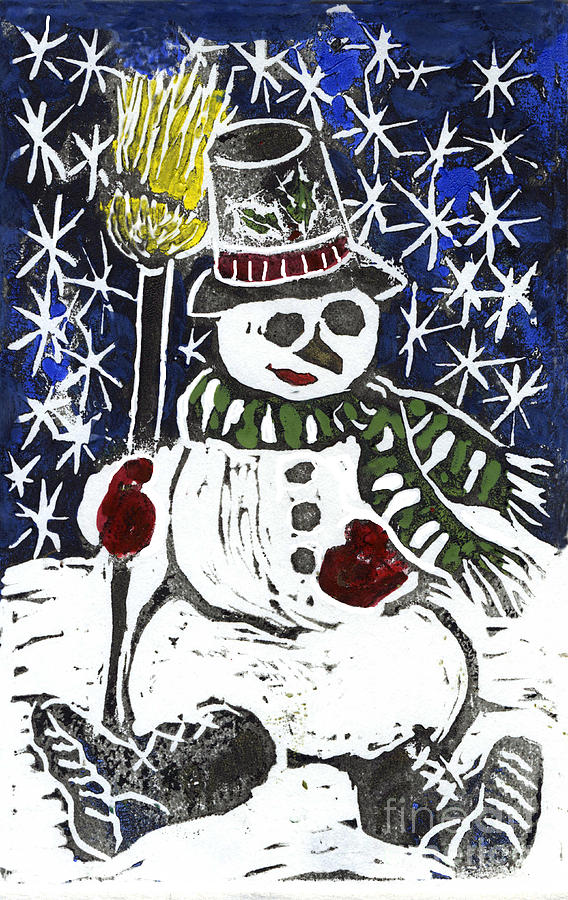 Snowman Painting - Snowman by Ellen Miffitt