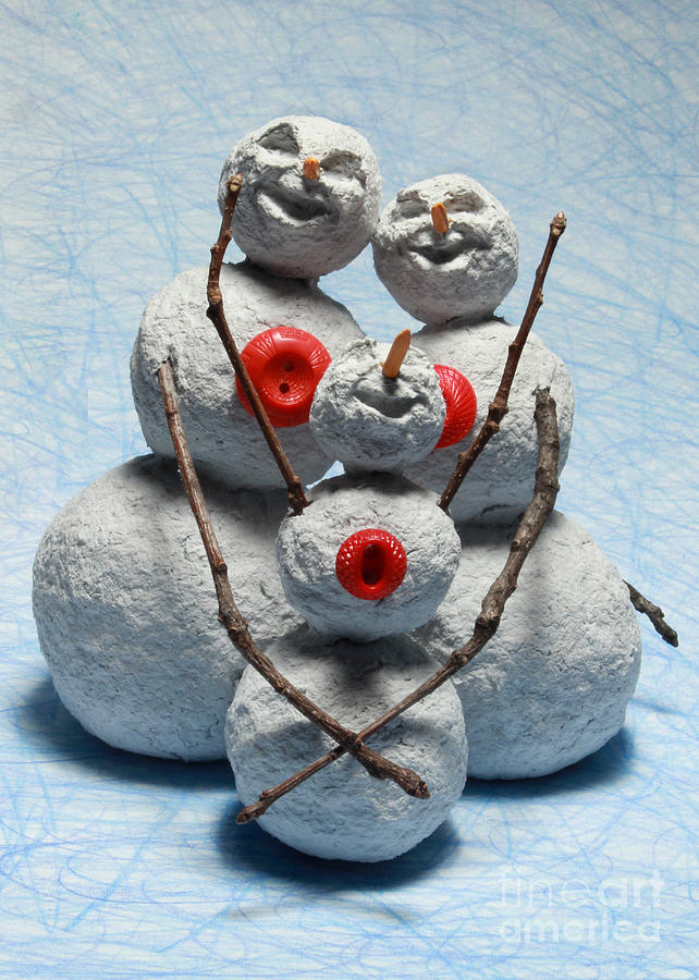 Snowman Family Christmas Card Sculpture by Adam Long