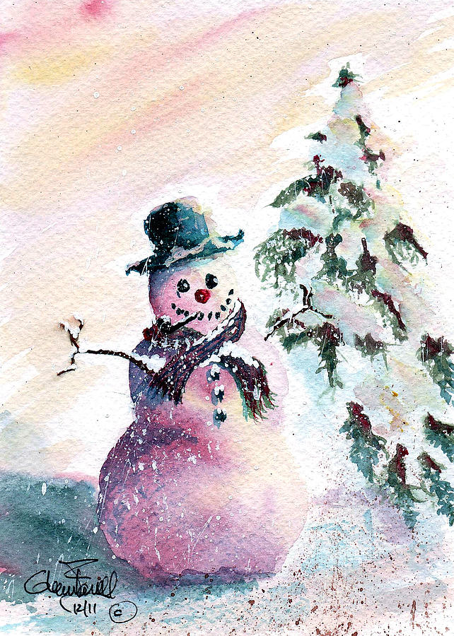 Winter Painting - Snowman by Glenn Farrell