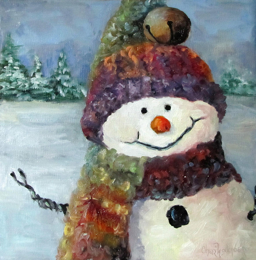 Snowman I - Christmas Series I Painting by Cheri Wollenberg