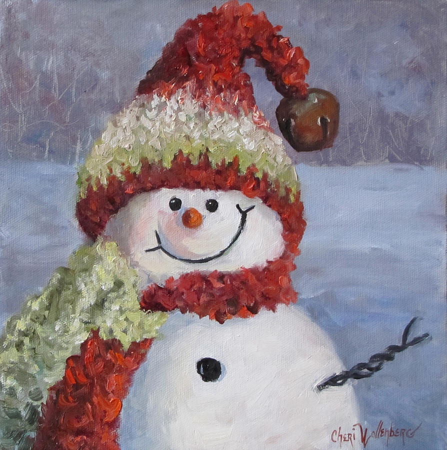 Snowman II - Christmas Series Painting by Cheri Wollenberg