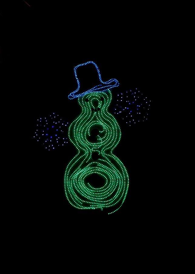 Snowman in Lights Photograph by Art Block Collections