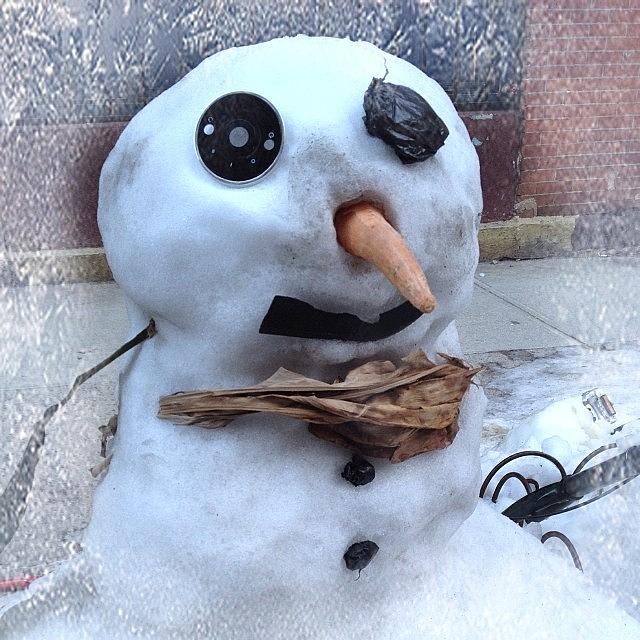 Winter Photograph - #snowman #iphoneonly #nyc #soho #snow by Jan Pan