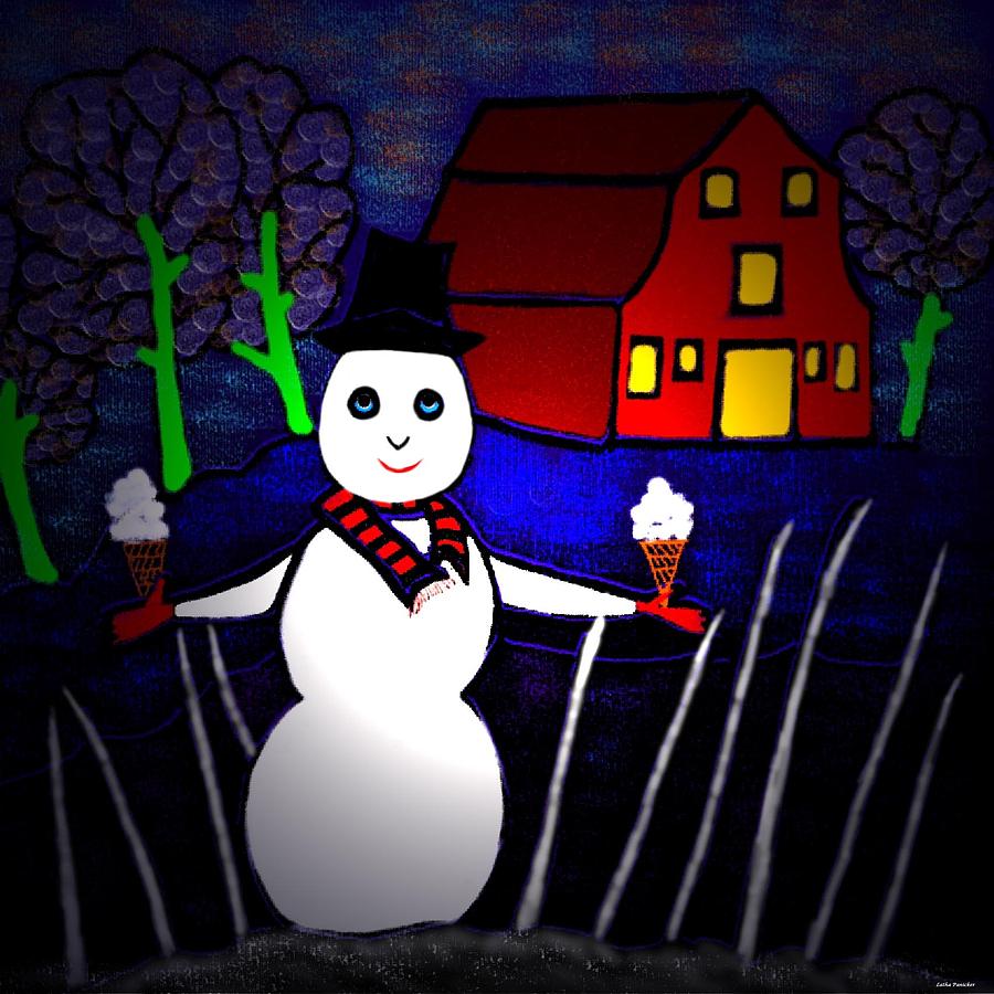 Snowman Digital Art by Latha Gokuldas Panicker