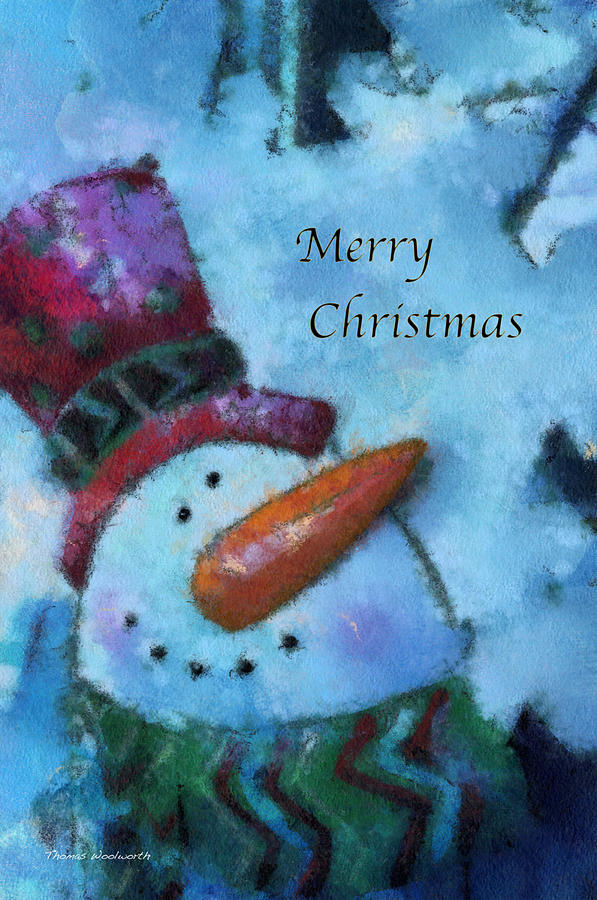 Winter Photograph - Snowman Merry Christmas Photo Art 04 by Thomas Woolworth